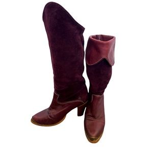 True vintage 70s burgundy suede boots - size 7.5